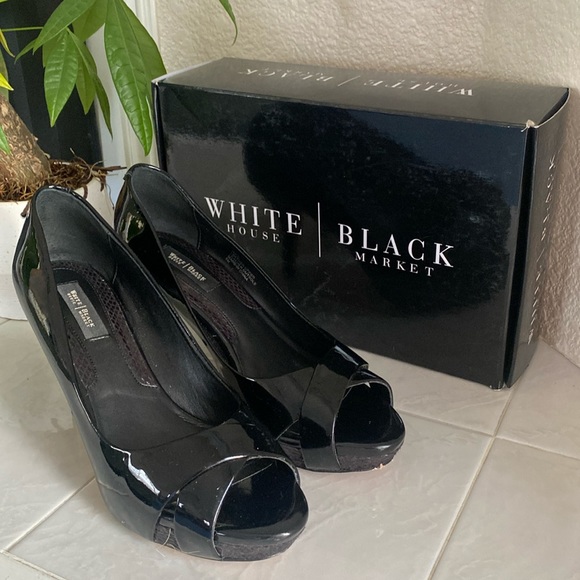 White House Black Market platform peep toe heels. Leather - Picture 2 of 10